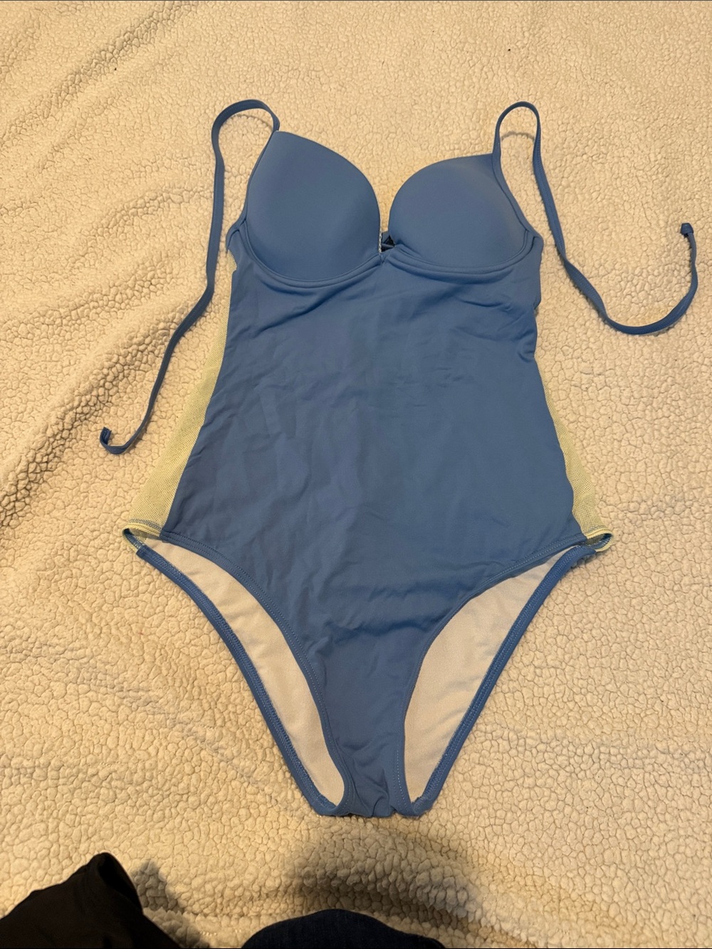 BCBGeneration Blue One-Piece Swimsuit with Light Green Side Panels